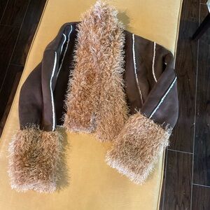 Fur  leather winter  jacket